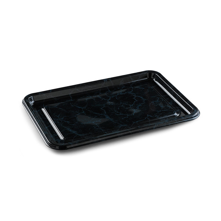 Plastic Tray Rectangular Shape Marble 35X24 cm (50 Uds)