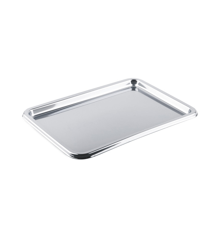 Plastic Tray Rectangular Shape Silver 35X24 cm (50 Uds)