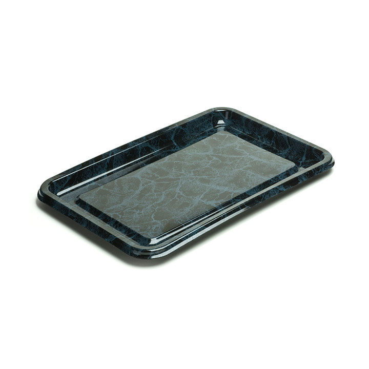 Plastic Platter Rectangular Shape Marble 46X30 cm (5 Units) 