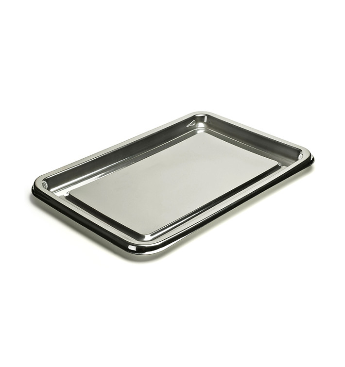 Plastic Platter Rectangular Shape Silver 55X37 cm (50 Units)