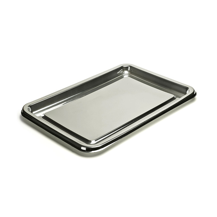 Plastic Platter Rectangular Shape Silver 55X37 cm (50 Units)