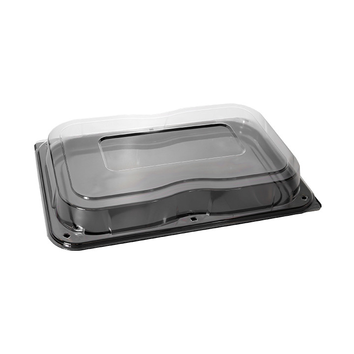 Plastic Platter with Lid Black 46x30cm (15 Uds)