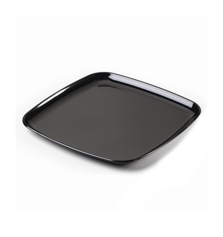 Plastic Tray Square Shape Hard Black 35x35 cm (5 Units) 