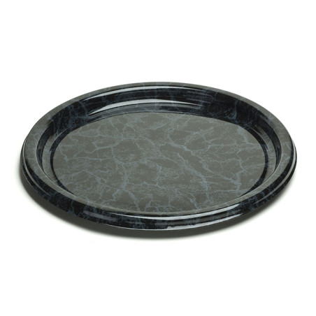 23 cm round marble rPET reusable plate