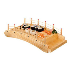 Wooden Sushi Bridge Serving Tray 43x21,5x12,5cm (10 Units)