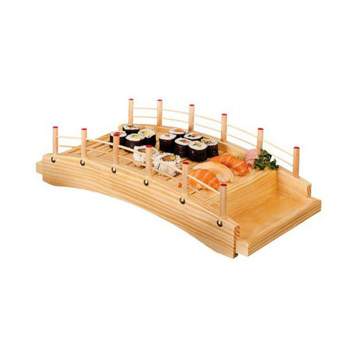Wooden Sushi Bridge Serving Tray 43x21,5x12,5cm (10 Units)