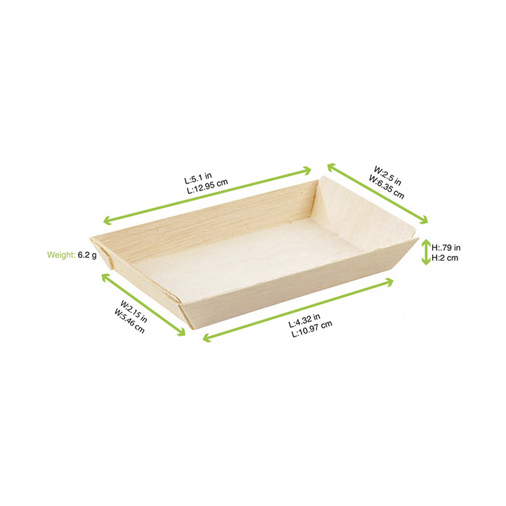 Wooden Tray 13x6,5x2cm 125ml (25 Units) 