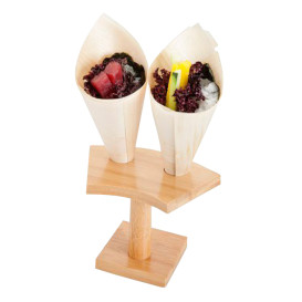 Bamboo Serving Cone Holder 2 slots (1 Unit) 