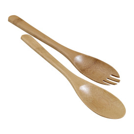 Bamboo Salad Spoon and Fork 25cm (50 Units)