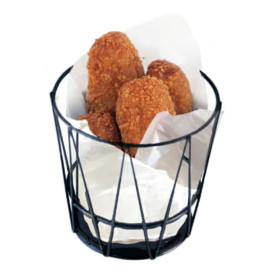 Basket Containers Steel Round Shape Black Ø11,5x11,5cm (24 Units)