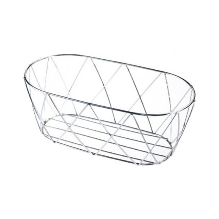 Basket Containers Steel Oval Shape Silver 25,5x12,7x10,2cm (1 Unit) 
