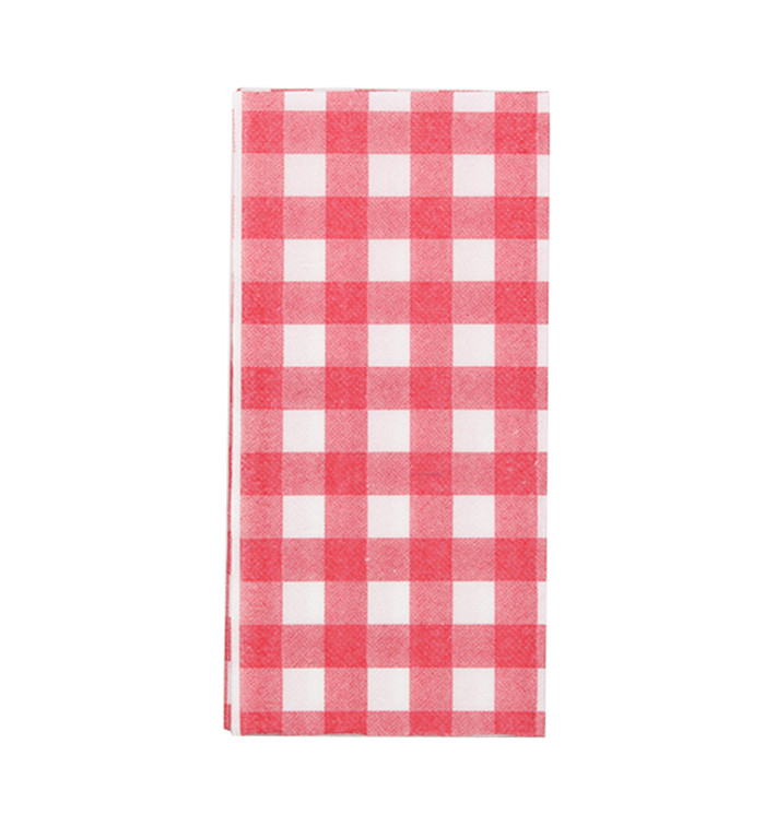 Blue "Vichy" Paper Cutlery Pocket Napkin 40x40cm (60 Units)