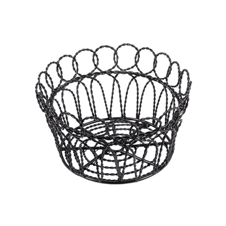 Basket Containers Steel Round Shape Black Ø19x10cm (1 Unit) 