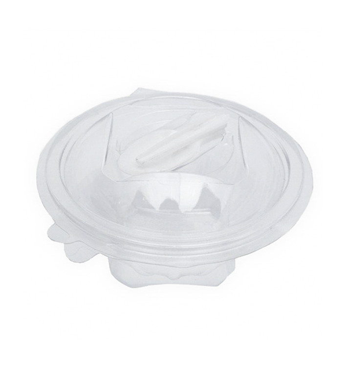 Plastic Salad Bowl APET Round shape with Spoon 250ml Ø12cm (60 Units)  