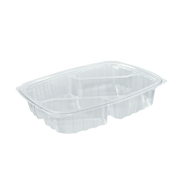 Plastic Deli Container OPS "ClearPac" 3 Compartments Diagonal Clear 887ml (252 Units)