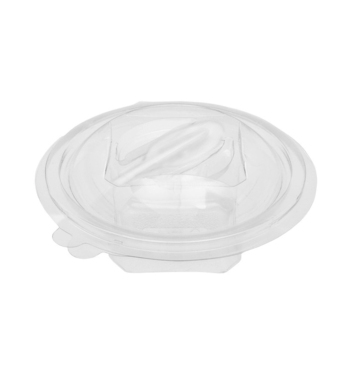 Plastic Salad Bowl APET Round shape with Spoon 150ml Ø12cm (420 Units)