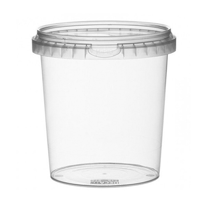 Plastic Deli Container with Plastic Lid PP Tamper-Evident 870 ml Ø11,8 (19 Units)