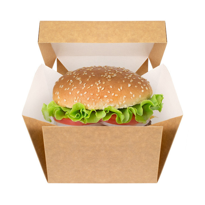 Gourmet Burger Box Kraft 13x13x10cm (25 Units)