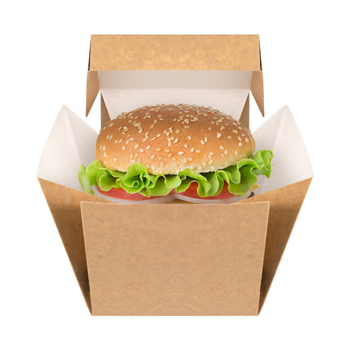 Gourmet Burger Box Kraft 13x13x13cm (25 Units)