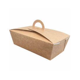 American Box with handles "Doggy Bag" Kraft 12,5x25x7,5cm (25 Units)