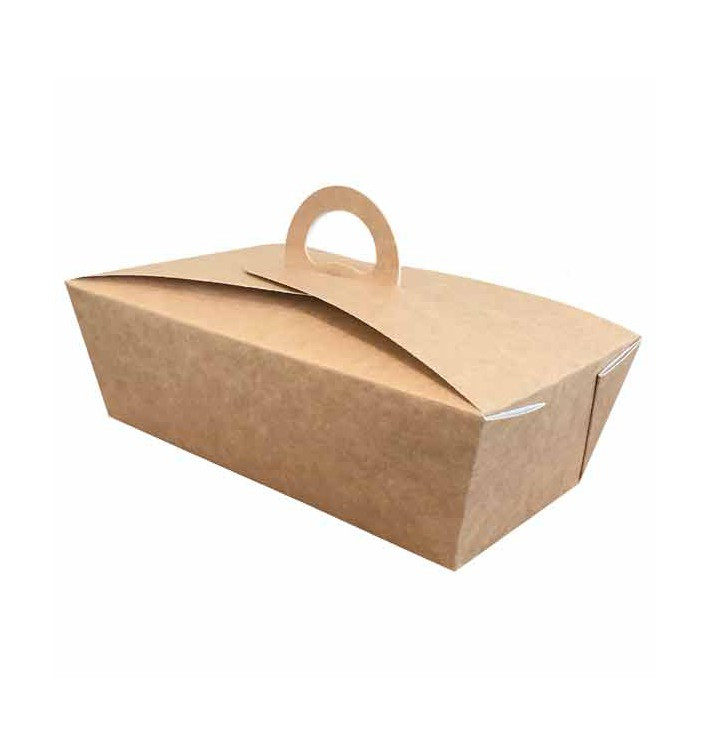 American Box with handles "Doggy Bag" Kraft 12,5x25x7,5cm (25 Units)