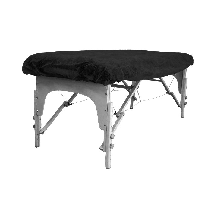 Disposable Plastic Bed Sheet Adjustable Plus PP "TST" Black 95x220cm (100 Units)