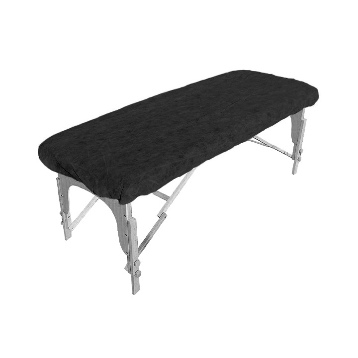 Disposable Plastic Bed Sheet Adjustable Plus PP "TST" Black 95x220cm (100 Units)