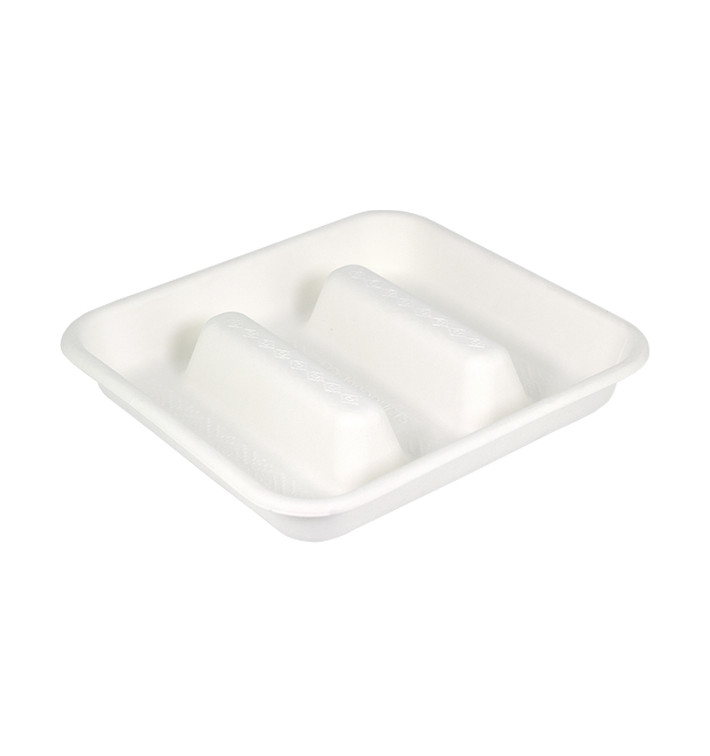 Sugarcane Taco Container White 18,5x18,5cm (300 Units)