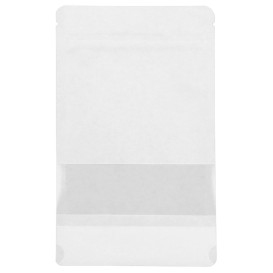 Paper Doypack White with self closing and Window 12+6x20cm (50 Units)