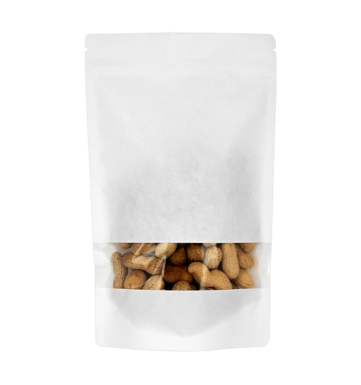 Paper Doypack White with self closing and Window 16+8x26cm (1000 Units)