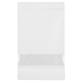 Paper Doypack White with self closing and Window 16+8x26cm (1000 Units)