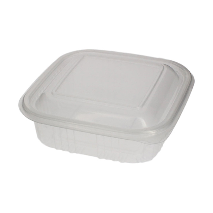 Plastic Hinged Deli Container Microwavable PP Square Shape 370ml (100 Units)  
