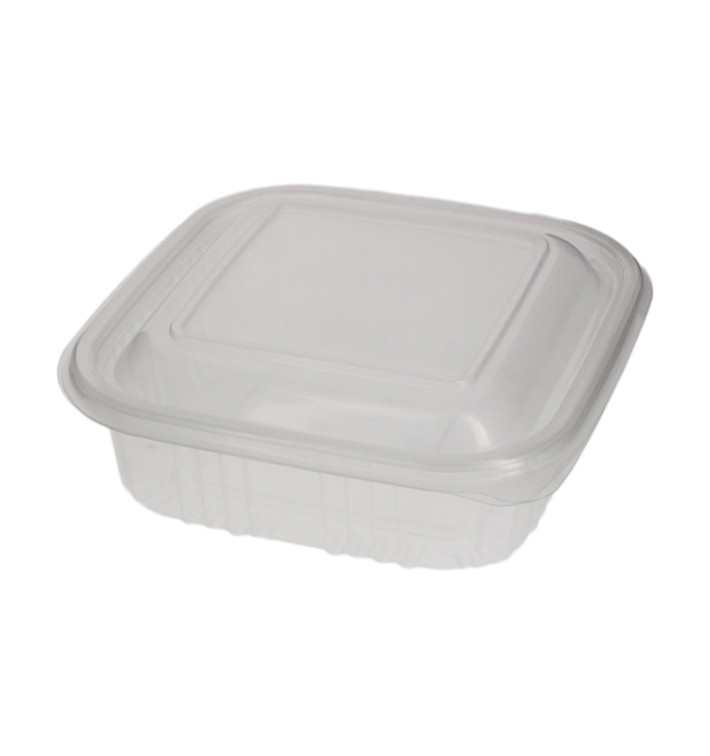 Plastic Hinged Deli Container Microwavable PP Square Shape 370ml (900 Units)