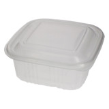Plastic Hinged Deli Container Microwavable PP Square Shape 500ml (50 Units)  