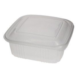 Plastic Hinged Deli Container Microwavable PP Square Shape 1000ml (100 Units)  