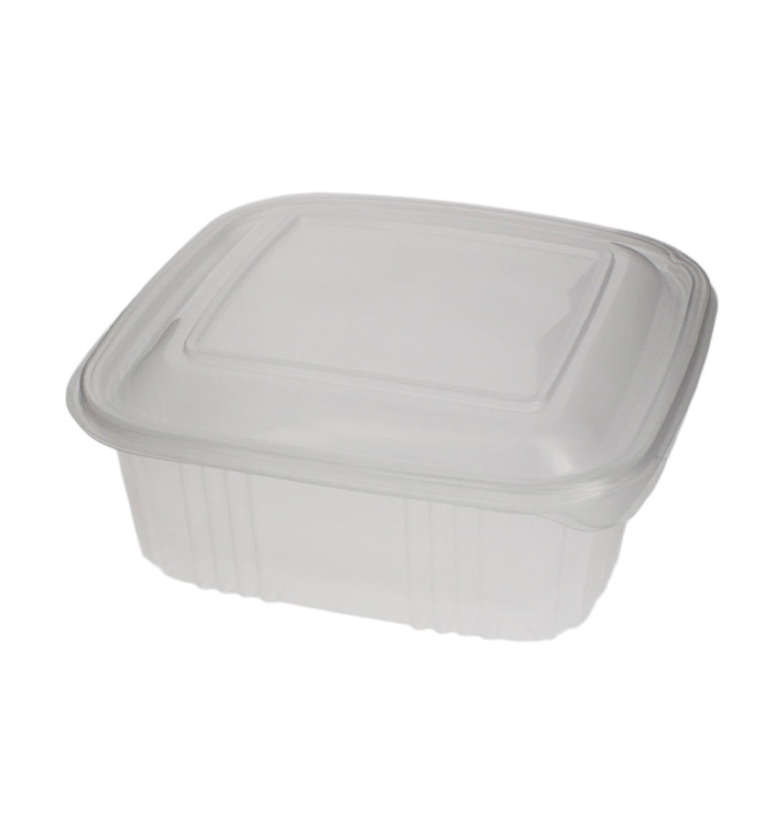 Plastic Hinged Deli Container Microwavable PP Square Shape 1000ml (100 Units)  