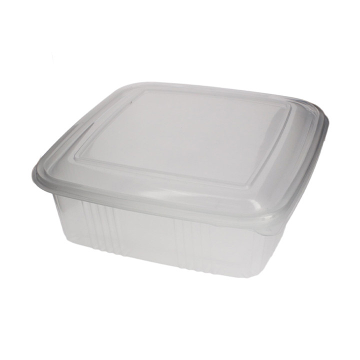 Plastic Hinged Deli Container Microwavable PP Square Shape 1500ml (200 Units)