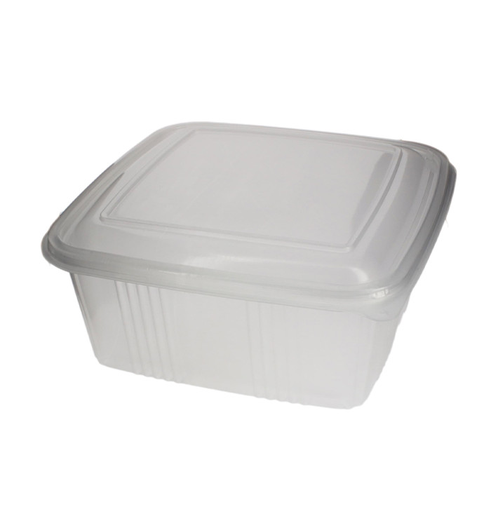 Plastic Hinged Deli Container Microwavable PP Square Shape 2000ml (200 Units)