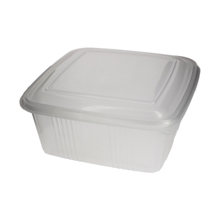Plastic Hinged Deli Container Microwavable PP Square Shape 2000ml (200 Units)