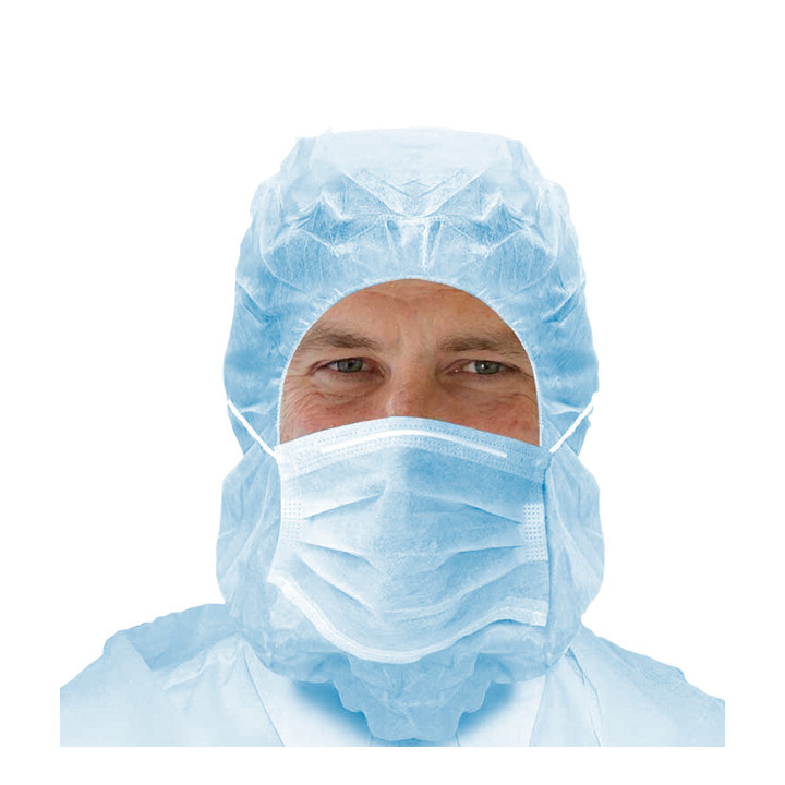 Disposable Surgeon Hood with Mask 3 Layers Blue (100 Units)