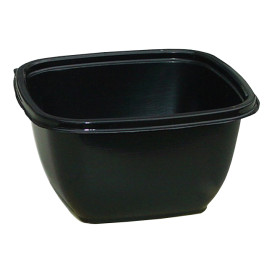 Plastic Bowl PET Square Shape Black 500ml 125x125x70mm (50 Units) 