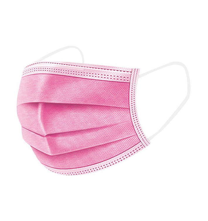 Disposable Surgical Mask Triple Layer Type I Pink (50 Units)