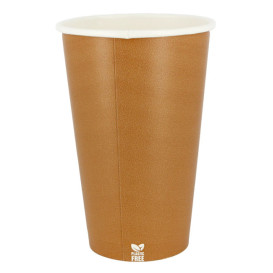 Plastic-Free Paper Cup 16 Oz/480ml "Caramel" Ø9cm (50 Units)