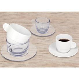 Reusable Plastic Plate SAN for Cup “Espresso” Transparent 80ml (36 Units)