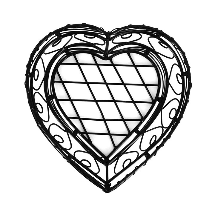 Serving Basket Containers Steel Heart Shape Black 18x18x9cm (1 Unit) 