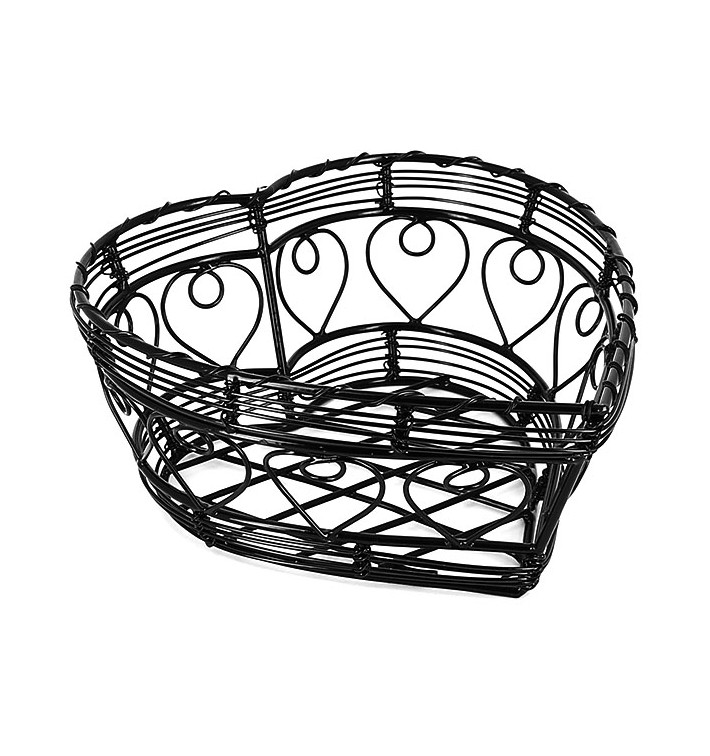 Serving Basket Containers Steel Heart Shape Black 18x18x9cm (1 Unit) 