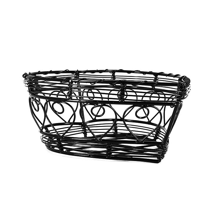Serving Basket Containers Steel Heart Shape Black 18x18x9cm (6 Units)