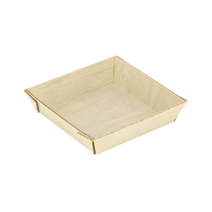 Wooden Mini Plate Square Shape 6x6x1,5cm (20 Units) 