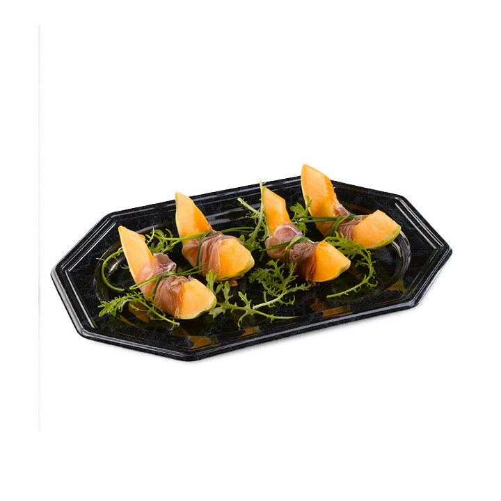 Plastic Tray Octogonal Shape Marble 36x24 cm (50 Uds)