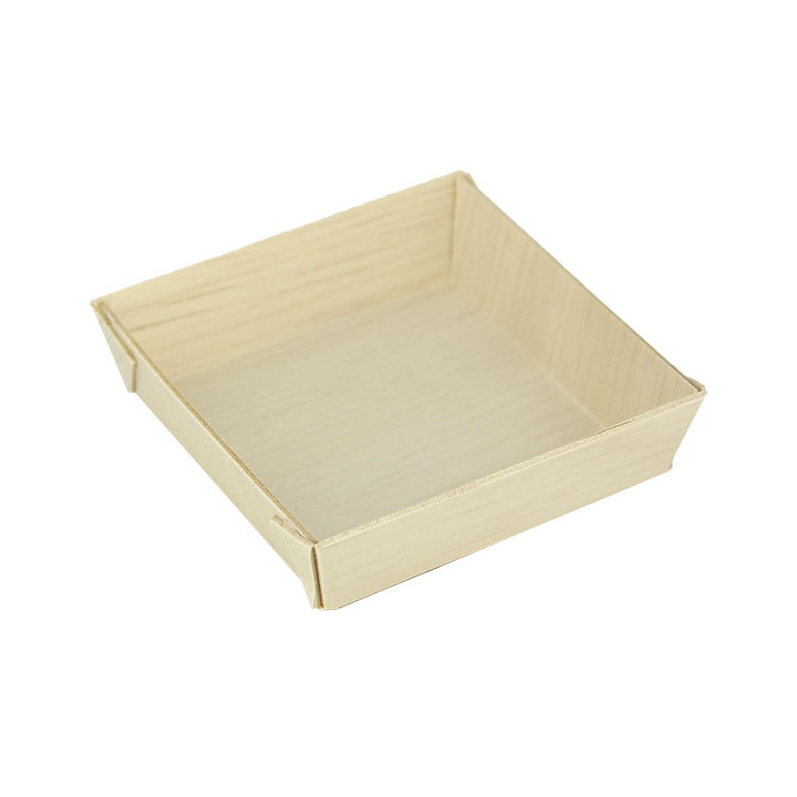 Wooden Mini Plate Square Shape 7x7x1,5cm (200 Units)